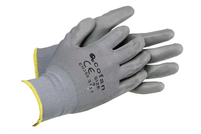 Ordena Ya GUANTE 100% POLIEST. IMPREG. PU GRIS T-11 (Envase de 12)
